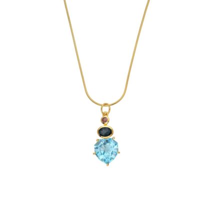 Blue Topaz Heart Necklace in 925 Sterling Silver Gold Plated