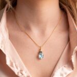 Blue Topaz Heart Necklace in 925 Sterling Silver Gold Plated - Image 2