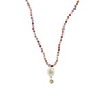 Pearl Tourmaline Beads Necklace in 925 Sterling Silver Gold Plated