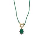 Green Onyx Necklace in 925 Sterling Silver Gold Plated