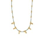 Amazonite Beads Necklace in 925 Sterling Silver Gold Plated