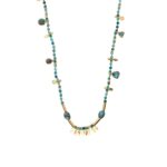 Turquoise Beads Necklace in 925 Sterling Silver 18K Gold Plating