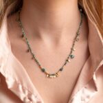 Turquoise Beads Necklace  in 925 Sterling Silver 18K Gold Plating - Image 2