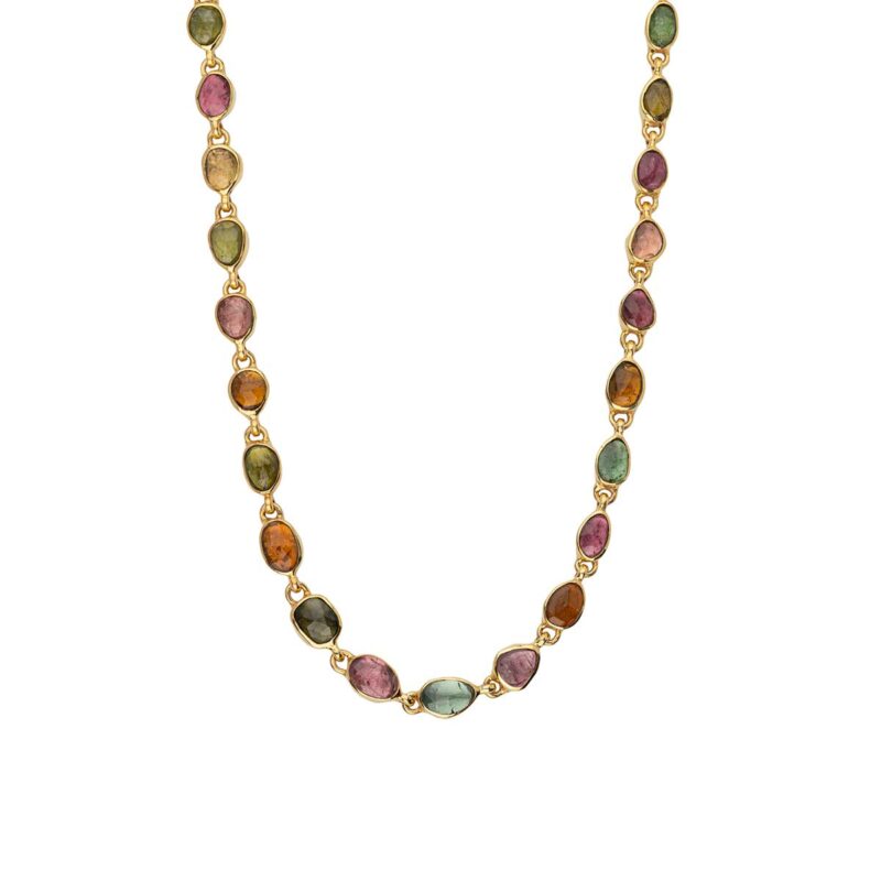 Tourmalines Necklace in 925 Sterling Silver 18K Gold Plating