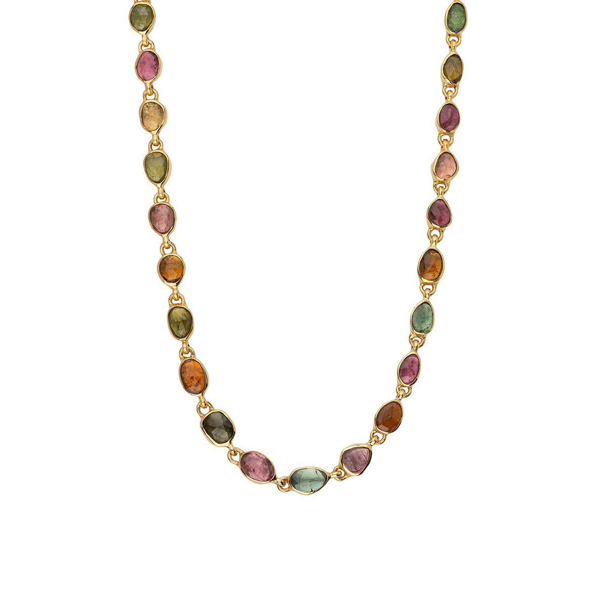 EI-NE-04876252-KLP1550 Tourmalines Necklace in 925 Sterling Silver 18K Gold Plating