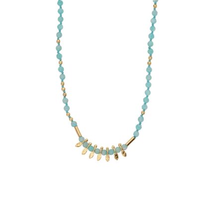 Apatite Beads Necklace in 925 Sterling Silver Gold Plated