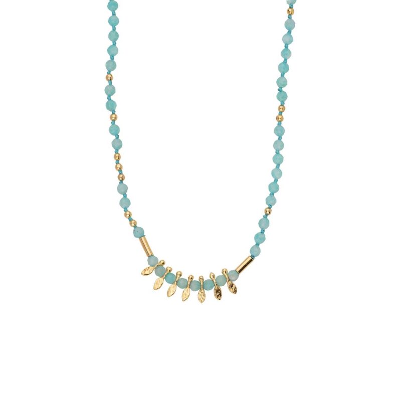 Apatite Beads Necklace in 925 Sterling Silver Gold Plated