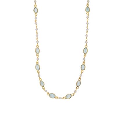 Blue Topaz Necklace in 925 Sterling Silver 18K Gold Plating
