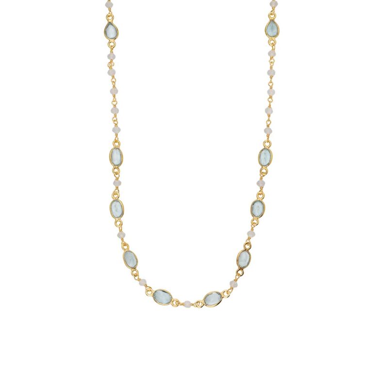 Blue Topaz Necklace in 925 Sterling Silver 18K Gold Plating