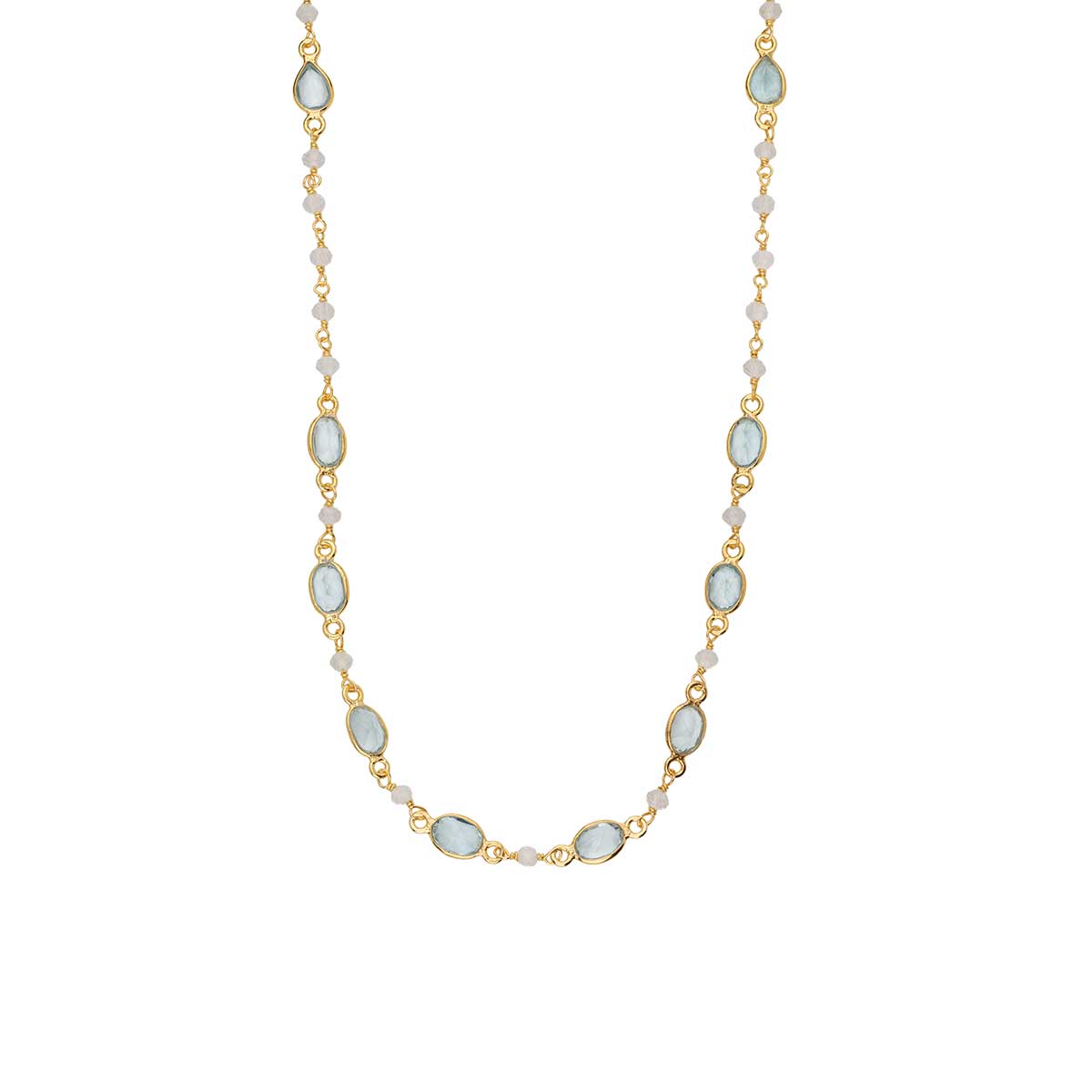 EI-NE-04880045-KLP1444 Blue Topaz Necklace in 925 Sterling Silver 18K Gold Plating