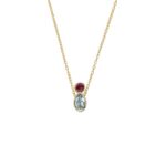Gemstone Necklace in 925 Sterling Silver Gold Plated with Blue Topaz & Tourmaline