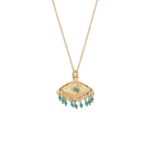 Turquoise Good Luck Eye Necklace in 925 Sterling Silver Gold Plated