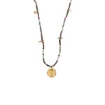 Tourmaline Beads Necklace with Pendant in 925 Sterling Silver Gold Plated