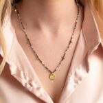 Tourmaline Beads Necklace with Pendant in 925 Sterling Silver Gold Plated - Image 2