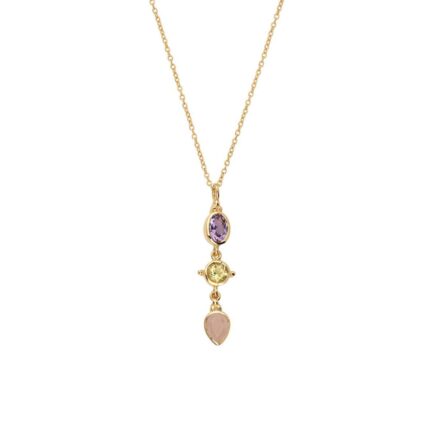 Gemstone Necklace in 925 Sterling Silver Gold Plated