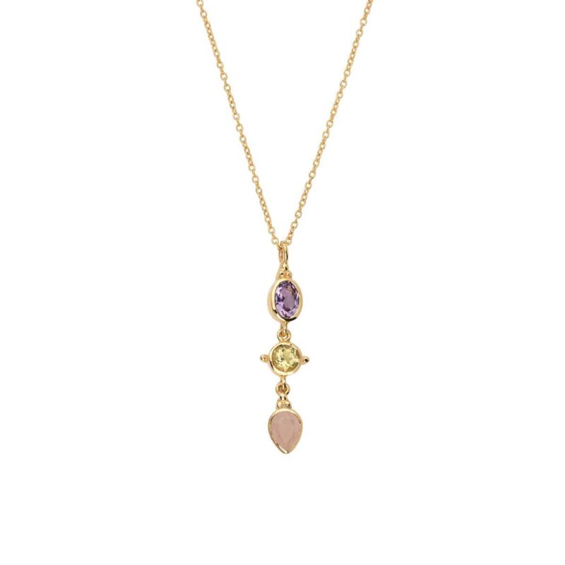 Gemstone Necklace in 925 Sterling Silver Gold Plated