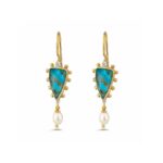 Turquoise Copper Drop Earrings in 925 Sterling Silver & Gold Plating