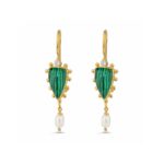 Turquoise Copper Drop Earrings in 925 Sterling Silver & Gold Plating - Image 3