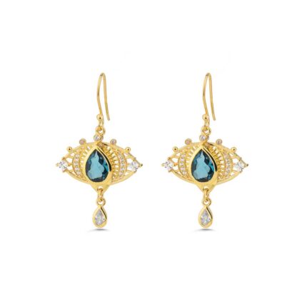 Evil Eye London Blue Topaz Earrings in Sterling Silver