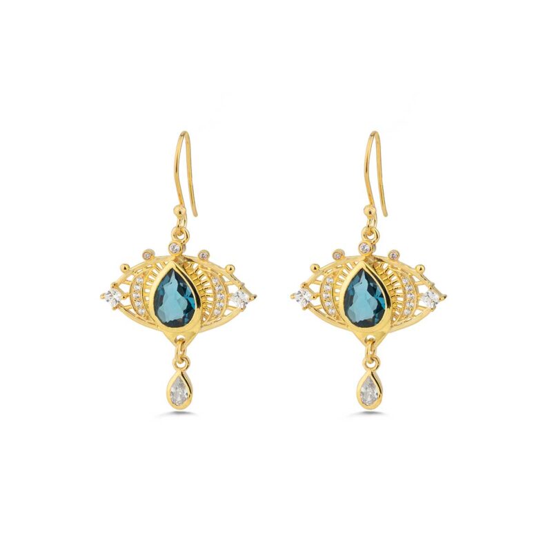 Evil Eye London Blue Topaz Earrings in Sterling Silver