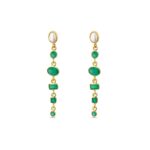 Pearl Blue Topaz & Green Onyx Dangle Earrings in Gold Plating - Image 3