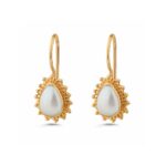 Turquoise & Pearl Teardrop Earrings in 925 Sterling Silver & Gold Plating - Image 3