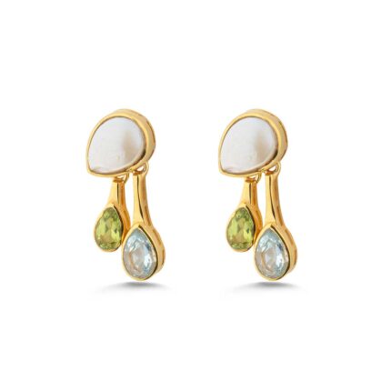 Gemstone Dangle Earrings in 925 Sterling Silver & Gold Plating