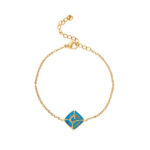 Greek Key Bracelet with Ocean Blue Details in Stainless Steel