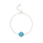Greek Key Bracelet with Ocean Blue Details in Stainless Steel - Image 3