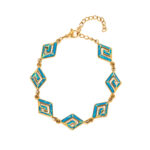 Multi Greek Key Bracelet with Ocean Blue Details in Stainless Steel