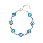 Multi Greek Key Bracelet with Ocean Blue Details in Stainless Steel - Image 3