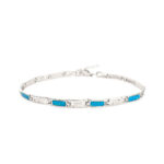 Meander Link Bracelet with Ocean Blue Details in Stainless Steel - Image 3