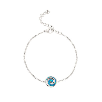 Spiral Bracelet with Ocean Blue Details in Stainless Steel