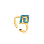 Meander Ring with Ocean Blue Details in Stainless Steel - Image 5