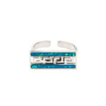 Greek Key Meander Ring with Ocean Blue Details in Stainless Steel - Image 4