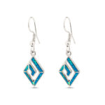 Meander Earrings with Ocean Blue Details in Stainless Steel