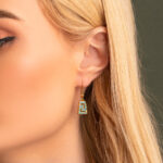 Meander Dangle Earrings with Ocean Blue Details in Stainless Steel - Image 2