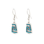 Meander Dangle Earrings with Ocean Blue Details in Stainless Steel - Image 3