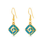 Greek Key Earrings with Ocean Blue Details in Stainless Steel