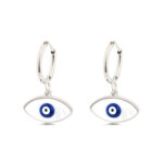 Evil Eye Earrings with Ocean Blue Details in Stainless Steel