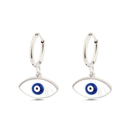 Evil Eye Earrings with Ocean Blue Details in Stainless Steel