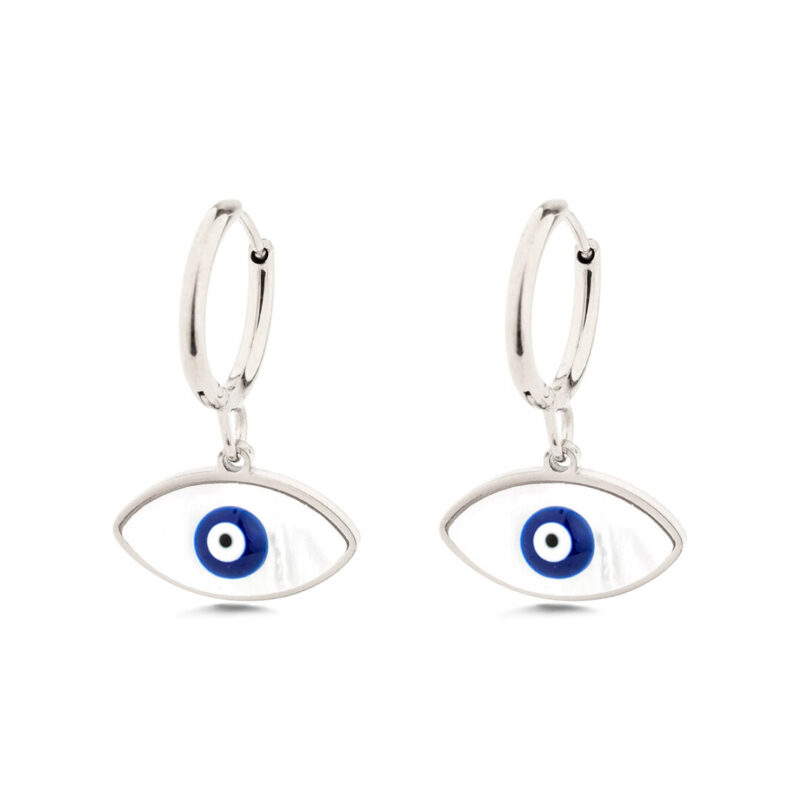 Evil Eye Earrings with Ocean Blue Details in Stainless Steel