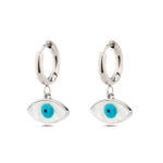 Evil Eye Earrings with Ocean Blue Details in Stainless Steel - Image 3