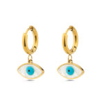 Lucky Eye Earrings with Ocean Blue Details in Stainless Steel