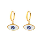 Lucky Eye Earrings with Ocean Blue Details in Stainless Steel - Image 3