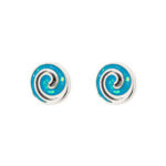 Spiral Stud Earrings with Ocean Blue Details in Stainless Steel