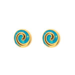Spiral Stud Earrings with Ocean Blue Details in Stainless Steel - Image 3