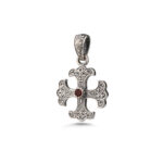 Gerochristo - Byzantine Cross Pendant Sterling Silver with Crystal