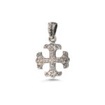 Gerochristo - Byzantine Cross Pendant Sterling Silver with Crystal - Image 3