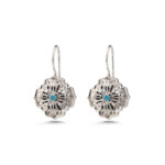 Gerochristo - Byzantine earrings in sterling silver with Blue Crystal